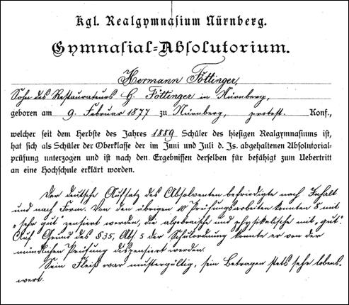 Fttingers Abiturzeugnis